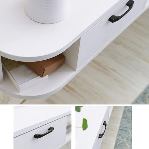 Meuble TV mural flottant bois massif avec trou câble décodeur 120cm