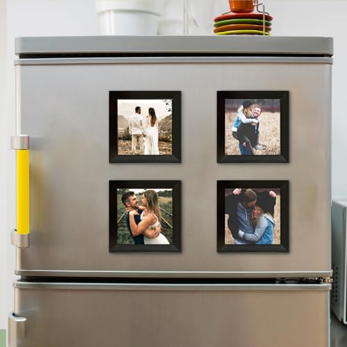 Image of Art Street Fridge Magnet Photo Frames for Home Decor, Living room, Kitchen & Office Decoration Set of 4 (Picture Size: 3x3 Inch), Valentine Gift for Couples, Husband, Wife, Girlfriend, Boyfriend