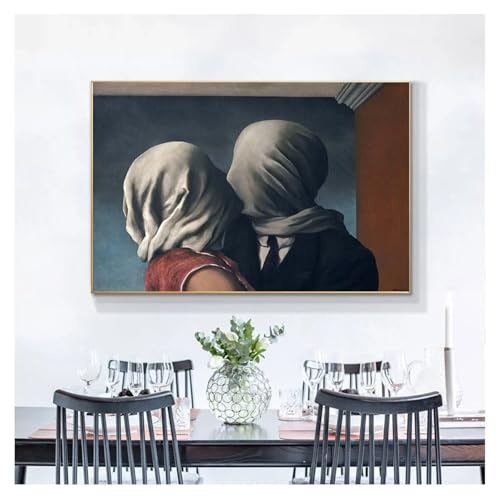 Toile Magritte Le baiser de l'amant cadeau idéal pour passionné d'art 40x60cm