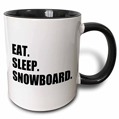 3dRose Eat Sleep Snowboard - snowboarding 11oz Two-Tone Black Mug