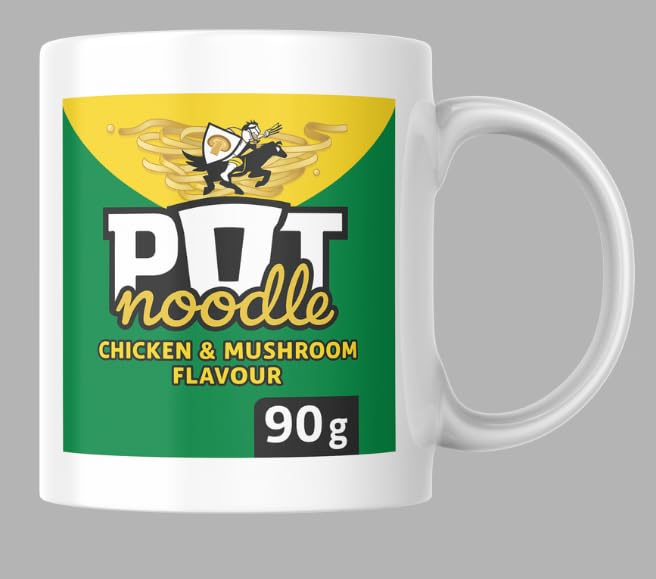 Prime Vault Pot Noodle Ceramic Mug Chicken & Mushroom Design 325ml White