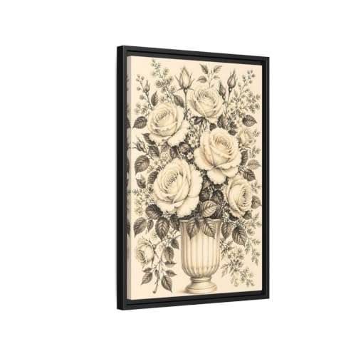 Toile roses vintage bouquet de fleurs tableau mural salon 40x60