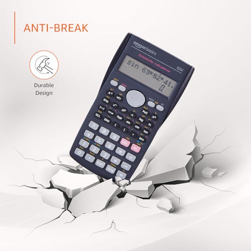 Image of Amazon Basics AB-82MS 240 Functions and 2-Line Display Scientific Calculator | 240 Function Scientific Calculator | 2-Line Large Display, Blue