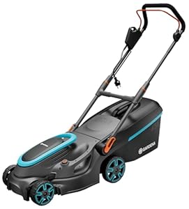 Gardena electric lawn mower PowerMax 37/1800 G2: mower up to 500 m², 1800 W power, 37 cm cutting width, 45 l catch volume, 35 to 65 mm cutting height, ErgoTec Plus handle, foldable, UK plug (14637-20)