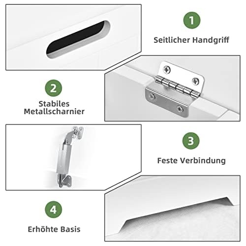 FANTASK Cesto para la Ropa Sucia de Madera, Armario con Tapa, Armario de Almacenamiento para baño, Color Blanco - imagen 4