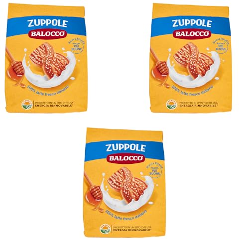 X3 Balocco Zuppole, Biscotti al Latte Fresco Italiano 100%, Confezione da 3 x 350g, Formato Convenienza