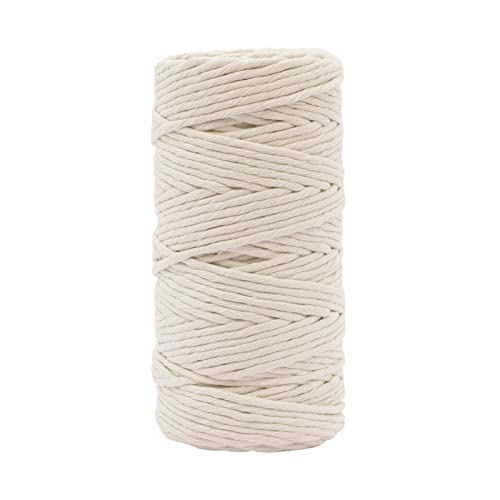 Vaessen Creative Hilo de macramé Naturel, 3 mm x 100 m, 100% algodón, Disponible, Bricolaje, decoración como Colgante, Colgante de Pared, portavelas, atrapasueños