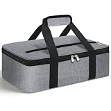 Insulated Casserole Carrier Lasagna Tote Bag Fits 9"x13" Baking Dish Grey