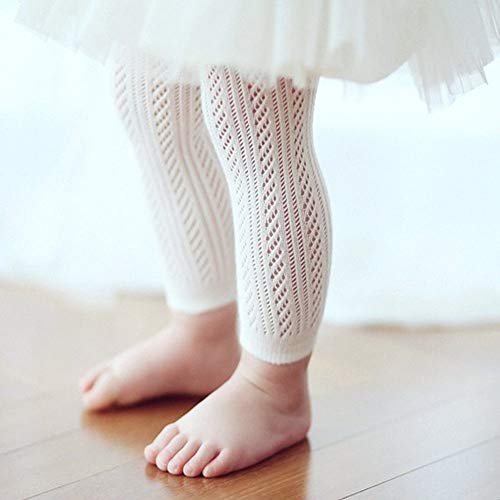 Toddler Infant Baby Girl Knitted Footless Tights Hollow Out White Hosiery For 0-4T Kids (White, S Fits 6-24 Months) #TOP1