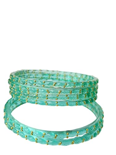 Image of JPS Plain and Glossy Finished Raindrop Glass Bangles Set for Women & Girls | Traditional Ethnic Chudi for Wedding, Party & Regular- Set of 12 Pcs of One Colour | Wedding Special
