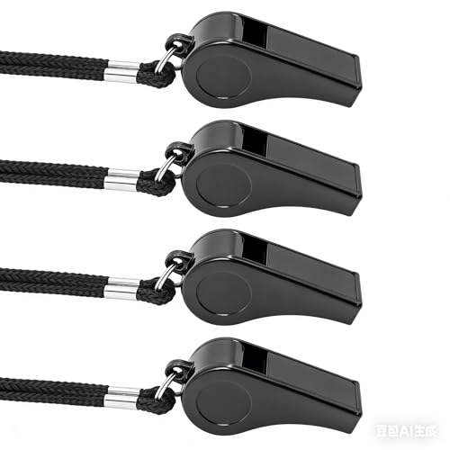 4 silbatos deportivos con cordón, sonido claro, 4 piezas miniatura 1