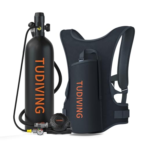 TUDIVING Mini Botella de Buceo de 2 l, pequeña Botella de oxígeno para Buceo, Mini Botella de Buceo con Tanque de oxígeno de 30 a 45 Minutos, Equipo de Buceo, Equipo de Buceo portátil S700 Plus
