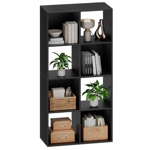 Sweetcrispy 8 Cube Storage Organizer - Open Cube Bookshelf with 4 Removable Back Panels, Display Storage Bookcase for Living Room, Bedroom, Entrance Hall, Home Office，47.7' L×11.6' W×24' H, Black