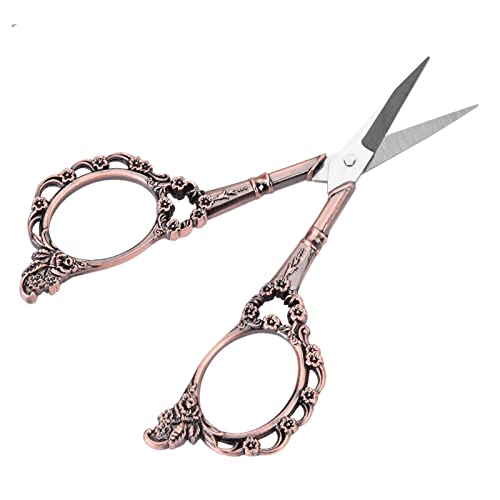 Tijeras de costura, tijeras de bordado vintage Accesorios de costura de la costilla de la artesanía del sastre de acero inoxidable para la nave de costura de bordado (Revestimiento de cobre oscuro)
