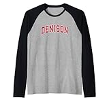 Denison Texas TX Vintage Sports Design Red Design Raglan Baseball Tee