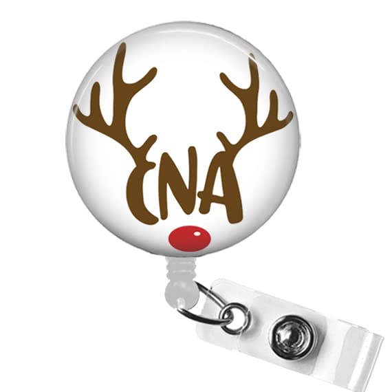 CNA Badge Reel, Cute Reindeer CNA Retractable ID Badge Reel