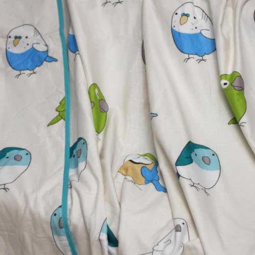 Image of LORETO - A QUALITY LINEN BRAND 100% Cambric Cotton Double Dohar 88 x 90 Inches, 3-Layer AC Blanket with Soft Cotton Flannel Filling, Summer Quilt, Reversible, Multicolor Birds on Soft Beige