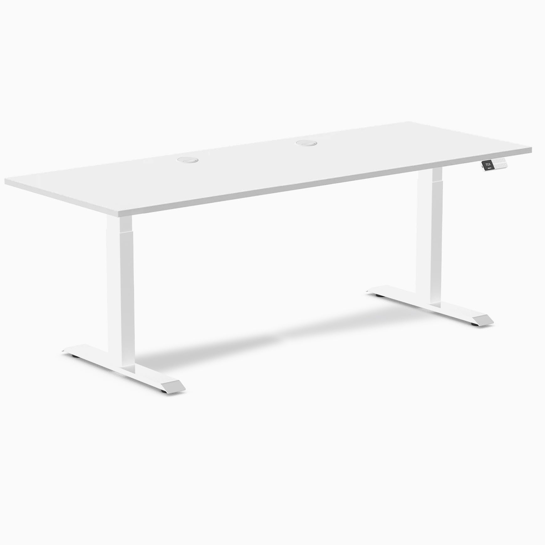 Desky Dual Laminate Sit Stand Desk White 78.7" Grommets White