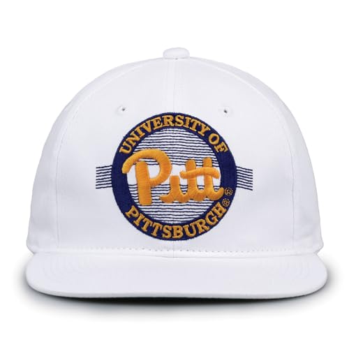 The Game NCAA Pittsburgh Panthers Retro Circle Design Hat, Adjustable One Size, White