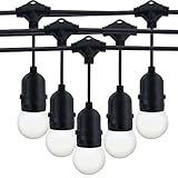 Bombillas incluidas: el pack contiene una cadena de 10 casquillos E27 con longitud de 10 metros, y 10 bombillas LED de 1W color blanco cálido, en sus cajas individuales. Los casquillos vienen separados a una distancia de 1 metro entre ellos y un colgadas del cable central con una distancia de 20cm.