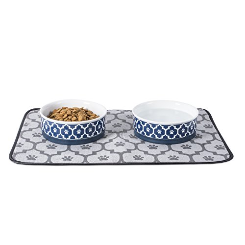 image for Bone Dry Lattice Collection Pet Bowl & Canister, Small Set, 4.25x2