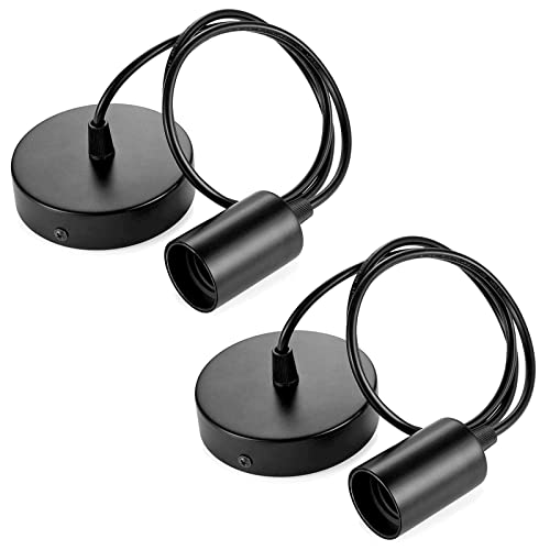NUODIFAN Lampenfassung E27 mit kabel- Lampenaufhängung schwarz mit 100cm Kabel - E27 Fassung Schnurpendel Pendelleuchte hängelampe mit stecker [Energieklasse A+] Cover