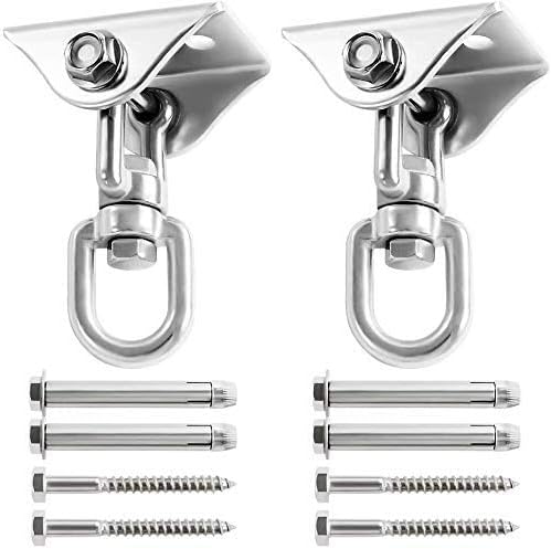 ZNCMRR Heavy Duty Swing Hangers Set 1000LB Capacity, Permanent Antirust Stainless Steel 304S Swivel Hooks 360°Rotate for Concrete and Wooden Swing Sets, Playground Porch Yoga Hammock (2 Pack)