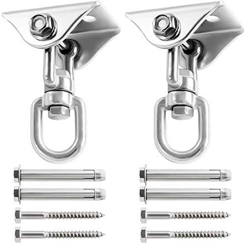 Zncmrr Heavy Duty Swing Hangers Set 1000Lb Capacity, Permanent Antirust Stainless Steel 304S Swivel Hooks 360°Rotate For Concrete And Wooden Swing Sets, Playground Porch Yoga Hammock (2 Pack) #TOP4