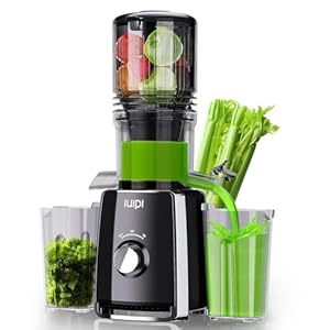 Cold Press Juicer Machines, 5.3″ Large Feed Chute Slow Masticating Juicer, 99% Juice Yield, Ultra Quiet, Easy Clean, BPA Free – Ideal Self-Feeding Juicer for Whole Fruits & Vegetables (Black)
