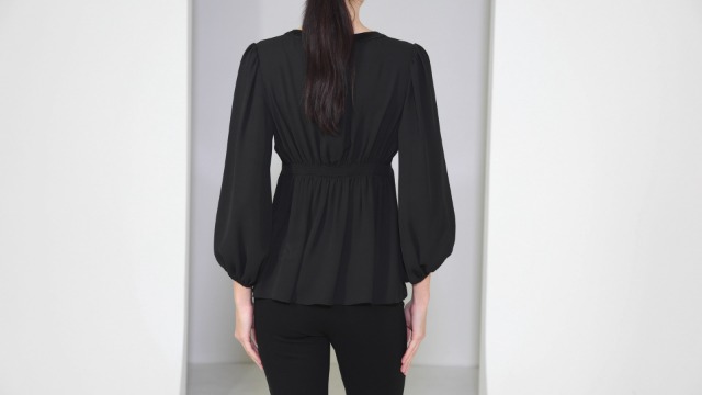 Max Studio Women's Long Sleeve V-Neck Empire Waist Blouse
