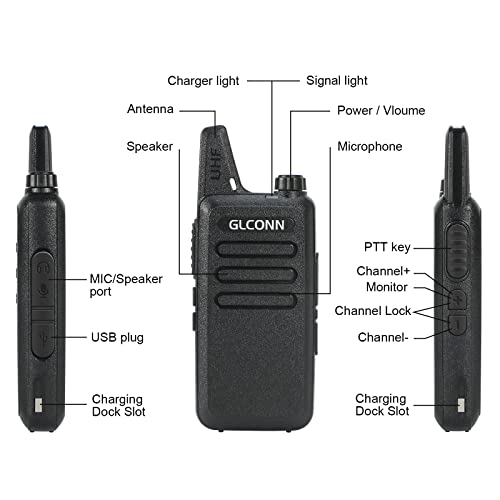 Walkie Talkies For Adults - Glconn Hands Free 2 Way Radio Walkie Talkies With Earpiece - Portable Two Way Radios Long Range Rechargeable For Store Hotel Commerical Government Hunting (2 Pack) #TOP5