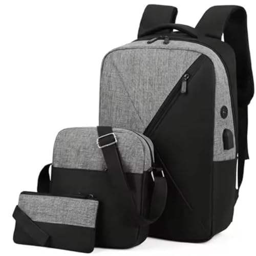 Image of Kevim 3 in 1 Travel Laptop Backpack with USB Charging Port, Water Resistant Anti-Theft Computer Bag, Large Capacity School & Business Backpack for Men & Women, Durable Black Grey