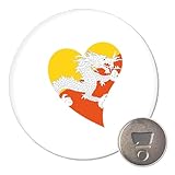 Huuraa Magnet Bhutan Flagge Herz 59mm Kühlschrankmagnet r& Flaschenöffner Geschenkidee