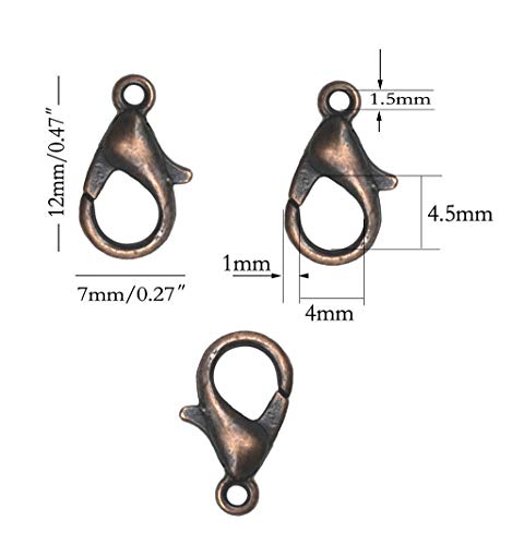 Hyamass 200Pcs Curved Lobster Clasps 7X12Mm Copper Plated Lobster Claw Clasps Diy Jewelry Fastener Hook,Necklace Diy Fasteners (Copper) #TOP1