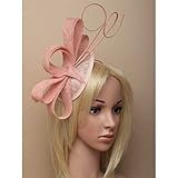 5925 Magnífico Nude sinamay señaló fascinador tapa con plumas de avestruz en un satén envuelto aliceband.Wedding Races