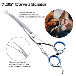 Dog Grooming Scissors for Dogs with Safety Round Tips, 5 in 1 Dog Scissors for Grooming, Curved Dog Grooming Scissors,Professional Pet Grooming Shears Set for Dogs and Cats Dog Grooming Scissors for Dogs with Safety Round Tips, 5 in 1 Dog Scissors for Grooming, Curved Dog Grooming Scissors,Professional Pet Grooming Shears Set for Dogs and Cats