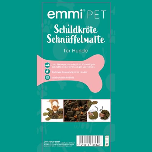 Emmi-pet Schnüffelteppich Schildkröte - Intelligenzspielzeug für Hunde 52x71cm | Geruchstraining & Belltraining | langsames Fressen | maschinenwaschbar | freundliches & weiches Material