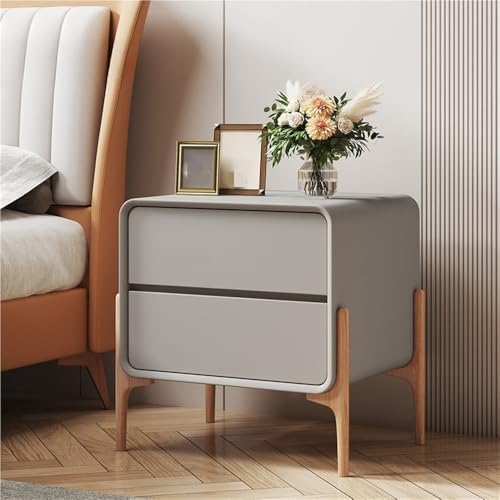 Modern Wooden Nightstand with 2 Storage Drawers, Bedside Table, Small Dresser with High Legs for Living Room, Bedroom, Hotel (Natural Finish, 19.7"x15.7"x19.7")