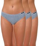 Yenita 3er Set Damen Basic Unterwäsche-Collection, Bikini-Slip, Grau, Gr. M