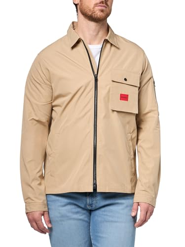 Image of Hugo Men's Cotton Mix Canvas Zip Up Overshirt