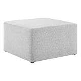 Modway Callum 28 Inch Square Ottoman in Heathered Weave Light Gray - Heathered Woven Fabric - Versatile Coffee Table and Footrest - Couch Ottoman - Living Room Accent Table - Large Footstool