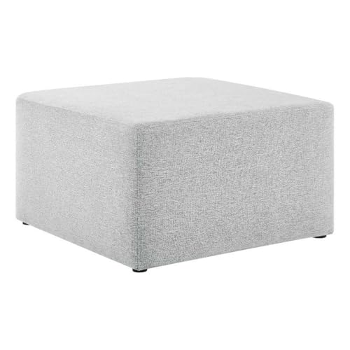 Modway Callum 28 Inch Square Ottoman in Heathered Weave Light