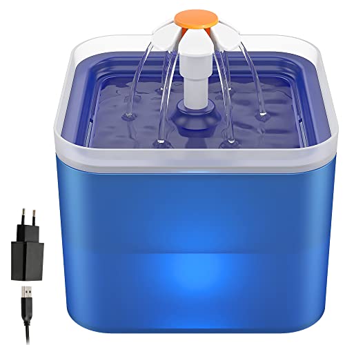 NICREW Fuente para Gatos 2L Silenciosa, Bebedero Gatos con 3 Tipos de Flujo, Fuente Agua Gatos con...