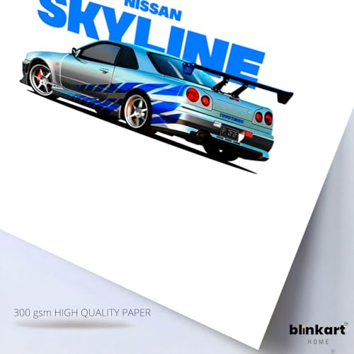 Image of BLINKART Nissan Skyline GT-R (R34)Car Posters Sticker Gift Items for Boys Room Wall Decor || Comes with Double-Sided Tape|| Decoration Bedroom Living Room Office Studio Decor | 12x18 In (A3) - CAR-264