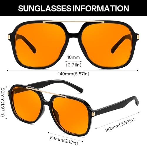 FEISEDY Trendy Aviator Sunglasses for Women Men Square 70s Lightweight Shades B4199 — view 5