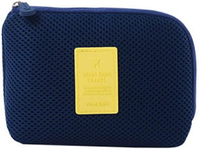Soft Gadget Bag Small Travel Case Cable Organiser,Electronics Pouch,Portable Cable Bag for Power Bank,Earphone,Hard Disk,Lipsticks,Brush-Navy-Small