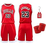Basketball Jersey für Jungen - Schnell trocknendes Basketball Trikot und Shorts mit Wrist Wraps - Ärmelloses Basketball Anzug Set für Training und Spiele - Hochwertige Basketball Kleidung (28, Red)