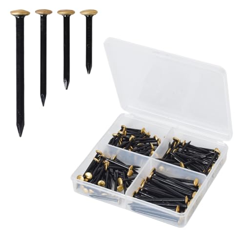 135 Piezas Clavos de Acero, Clavos para Cuadros 20/25/30/40mm con Organizadora Compartimentos, para Hormigón Ladrillo y Madera, Sin Taladrar Protege Paredes