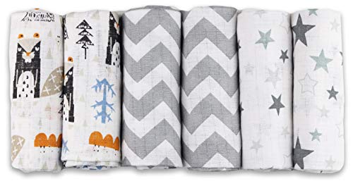 Pañales de gasa - 6 unidades 70 x 80 cm - Pañales de tela, fabricados en la UE, libres de sustancias nocivas, toallitas para bebés para niños y niñas - Grijs - Pañales de gasa para bebé Cover