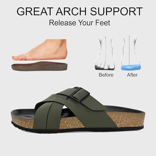 Image of Centrino Mens Cushion Sliders /Slippers|Berkin-Style Slip-On Sandals | Open Toe Design | Soft PU Footbed | Lightweight & Comfortable | Arch Support | On-Grip Sole | Casual Outdoor Wear (6868)
